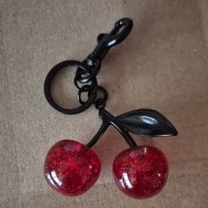 Cherry Keychain with Black Hardware